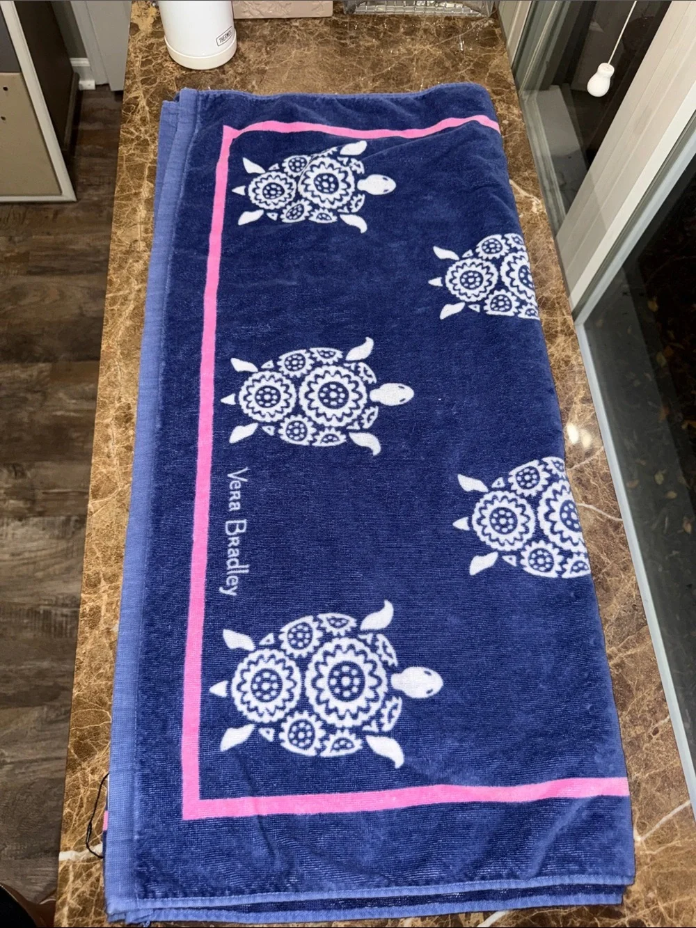 Vera Bradley Navy Blue and Pink Turtle Beach Towel